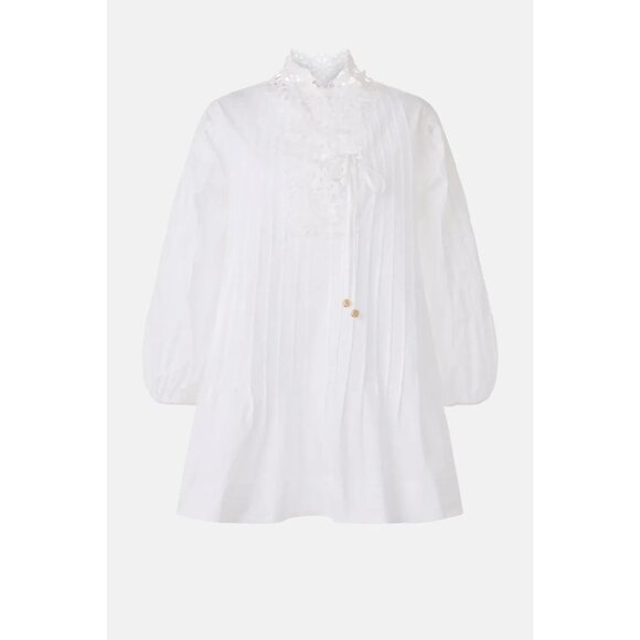 Sandro Cotton Lace Trim Mini Dress Size 6 (Retails $441) - Picture 5 of 11